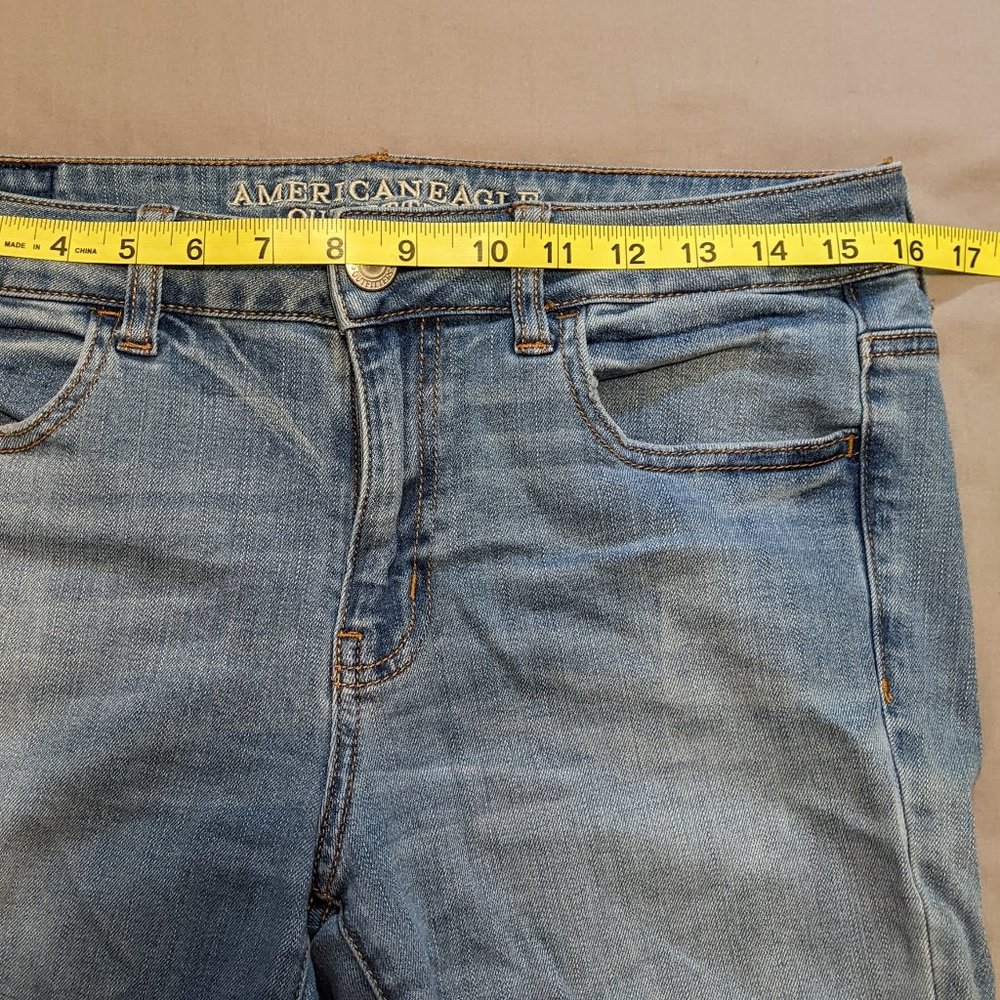American Eagle Denim Jeggings Size 10 Short Super Stretch Light Medium Wash - Picture 8 of 16